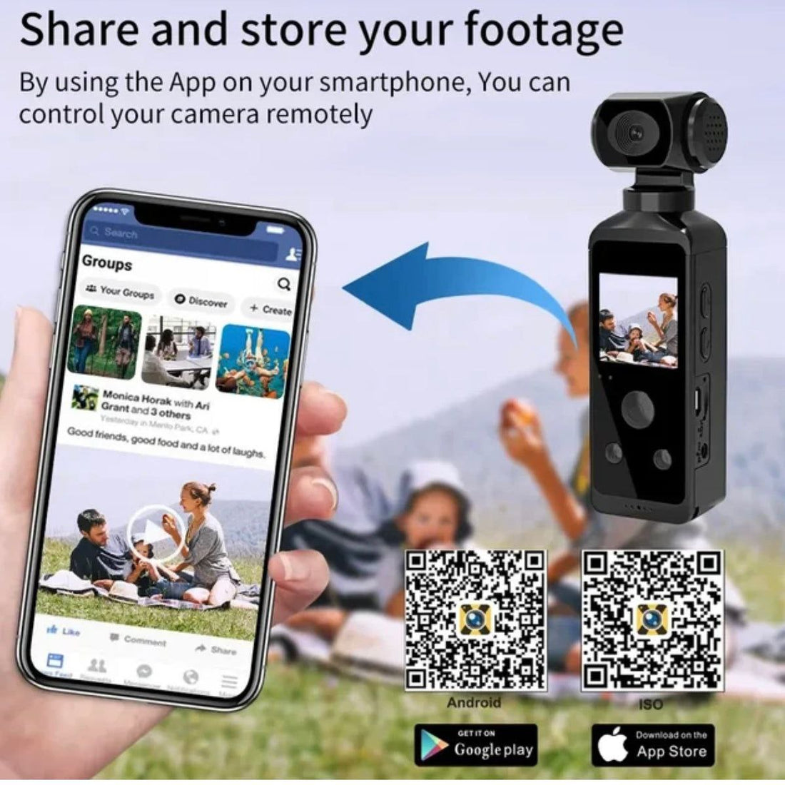 Ultra HD Pocket Action Camera Rotatable Vlog Wifi Mini Sport