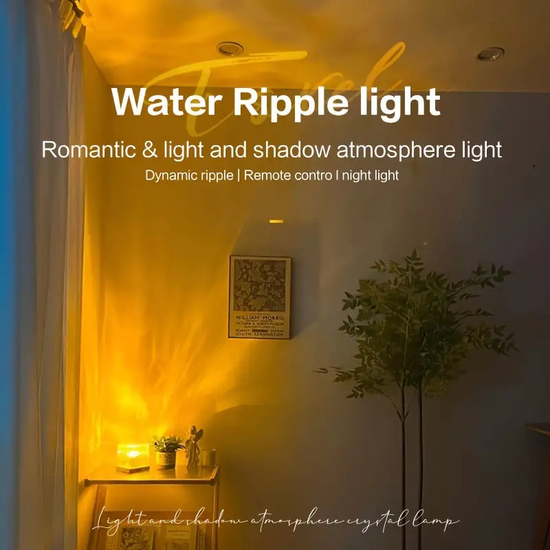 Dynamic Water Ripple Night Light LED Projector Lamp for Bed